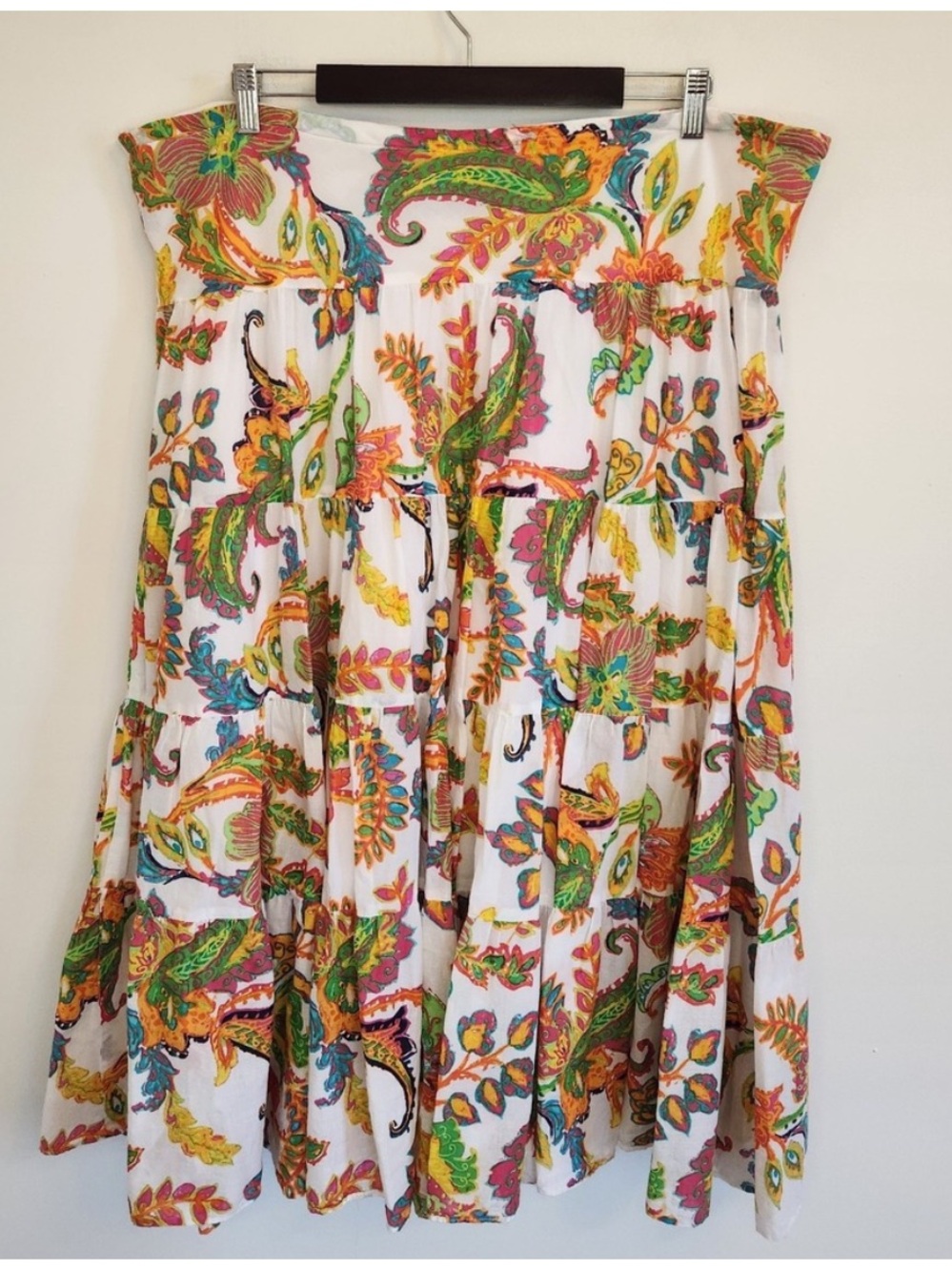 Lauren Ralph Lauren Womens
Tiered Midi Boho Skirt Colorful Paisley Sz L (XL/1X)